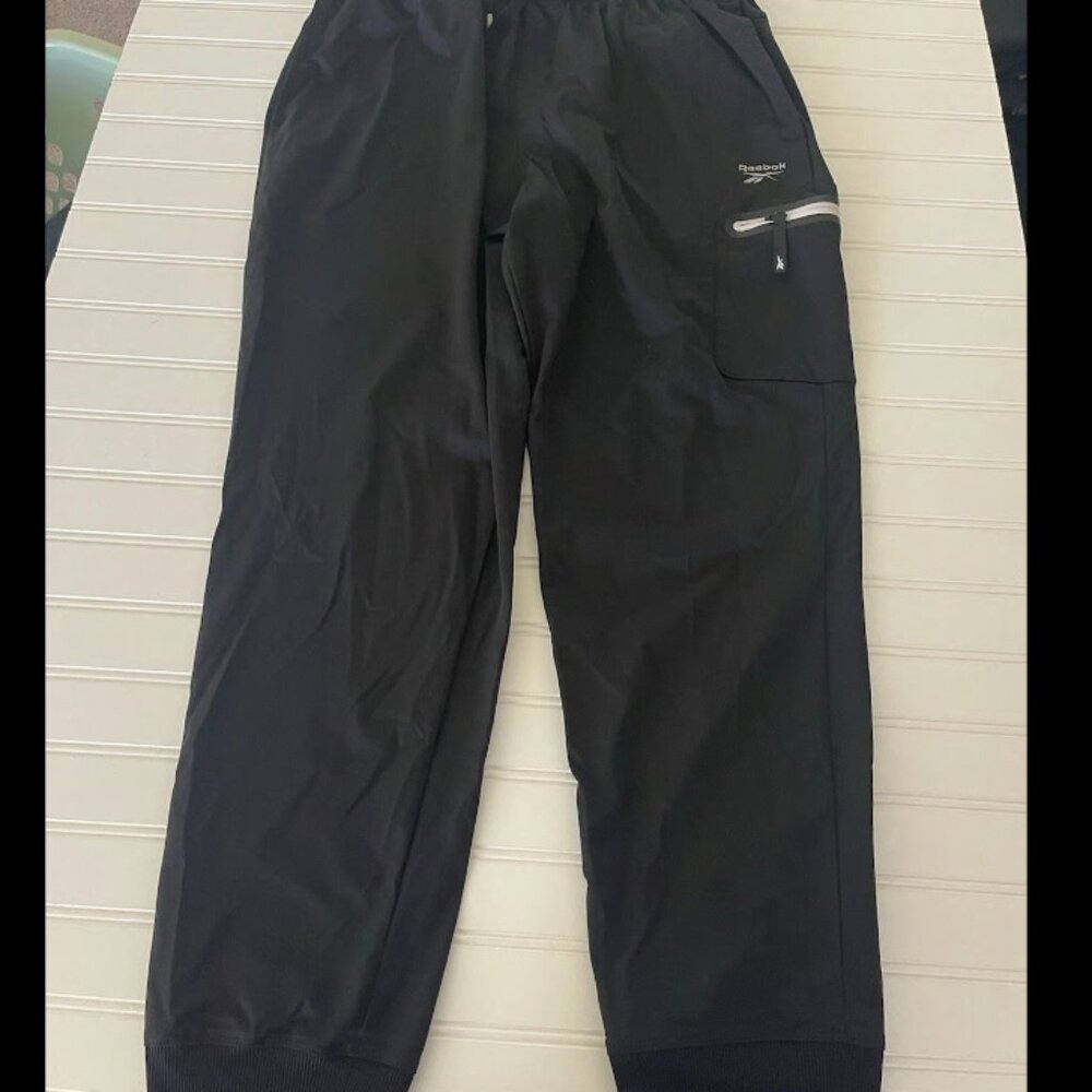 Vintage 90s Men’s Reebok Swishy Sweatpants Size Large Track Pants Black Gym Lift